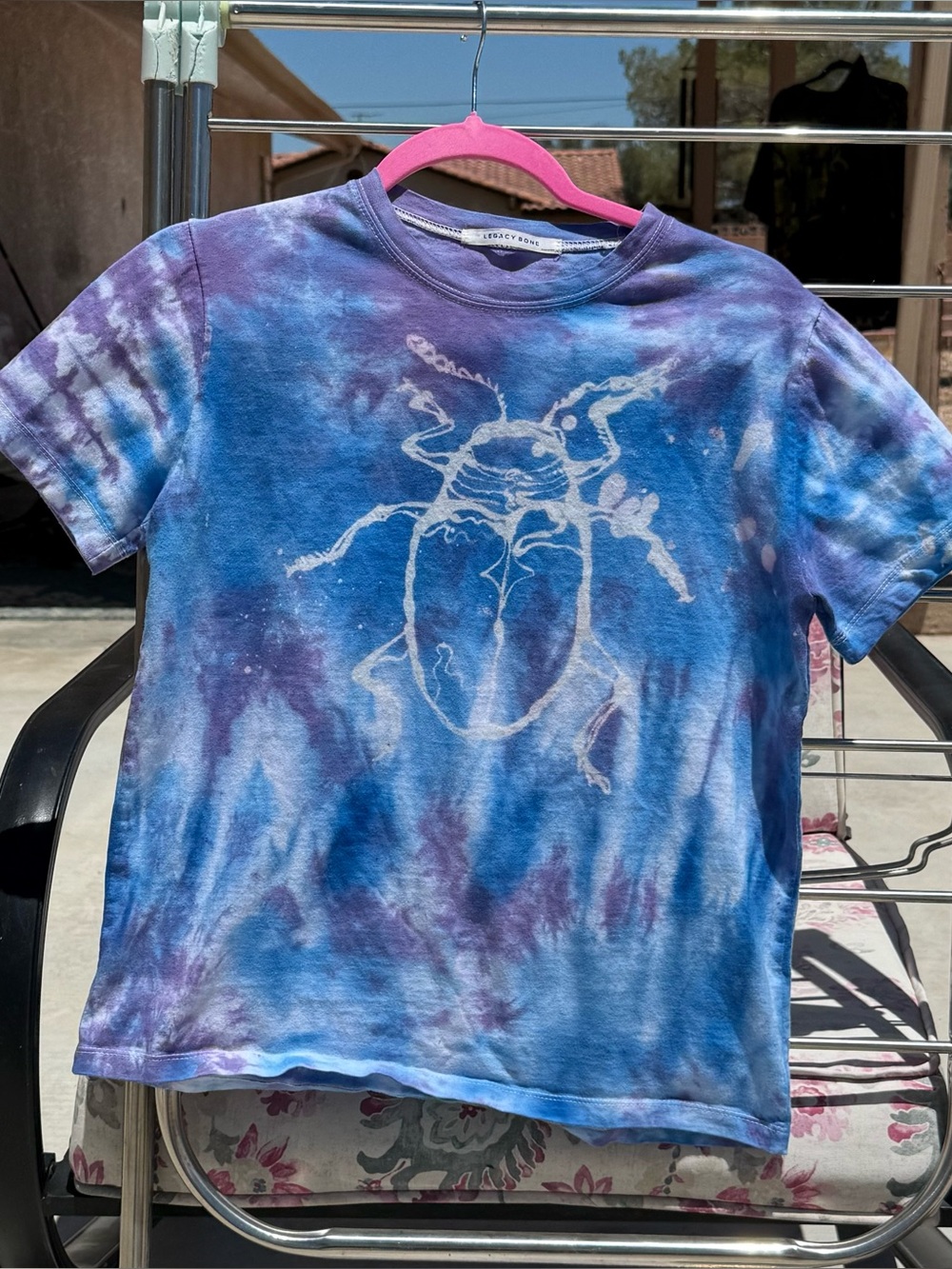 Tie dye beetle shirt!!!! Handpainted bleach art